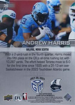 2023 Upper Deck Game Dated Moments - Silver #36 Andrew Harris Back