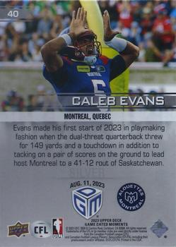 2023 Upper Deck Game Dated Moments - Silver #40 Caleb Evans Back
