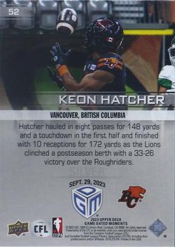 2023 Upper Deck Game Dated Moments - Silver #52 Keon Hatcher Back