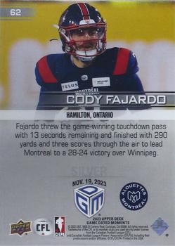 2023 Upper Deck Game Dated Moments - Silver #62 Cody Fajardo Back