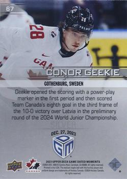 2023 Upper Deck Game Dated Moments - Silver #67 Conor Geekie Back