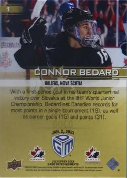 2023 Upper Deck Game Dated Moments - Gold #1 Connor Bedard Back