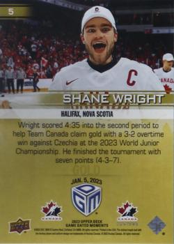2023 Upper Deck Game Dated Moments - Gold #5 Shane Wright Back