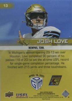2023 Upper Deck Game Dated Moments - Gold #13 Josh Love Back