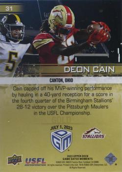 2023 Upper Deck Game Dated Moments - Gold #31 Deon Cain Back