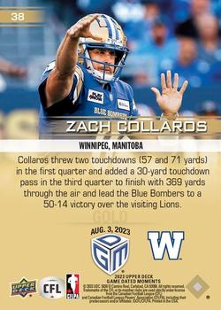2023 Upper Deck Game Dated Moments - Gold #38 Zach Collaros Back