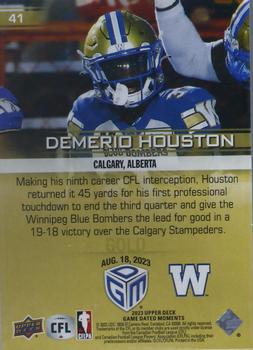 2023 Upper Deck Game Dated Moments - Gold #41 Demerio Houston Back