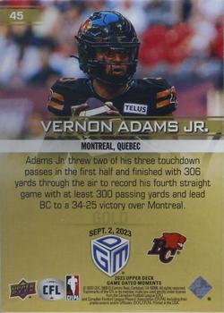 2023 Upper Deck Game Dated Moments - Gold #45 Vernon Adams Jr. Back