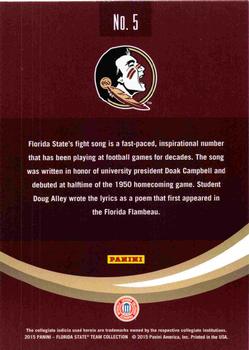 2015 Panini Florida State Seminoles - Black #5 Fight Song Back