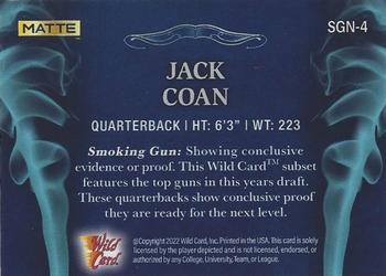 2022 Wild Card National Convention VIP Packs - Smoking Guns Football Blue/Blue #SGN-4 Jack Coan Back