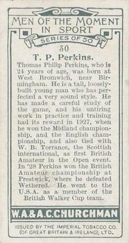 1928 Churchman's Men of the Moment In Sport #30 Thomas Perkins Back