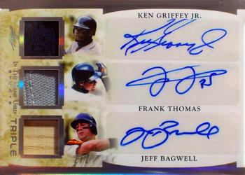 2022 Leaf In The Game Used Sports - In The Game Used Triple Auto Silver #GUTA-04 Ken Griffey Jr. / Frank Thomas / Jeff Bagwell Front