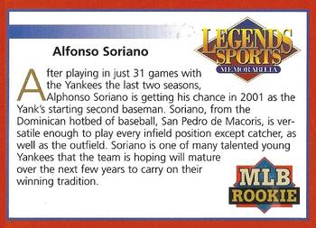2001 Legends Sports Memorabilia #NNO Alfonso Soriano Back