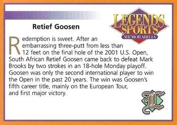 2001 Legends Sports Memorabilia #NNO Retief Goosen Back