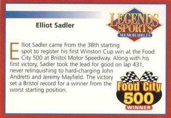 2001 Legends Sports Memorabilia #NNO Elliott Sadler Back