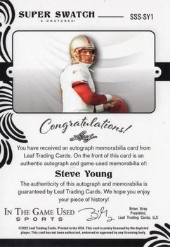 2022 Leaf In The Game Used Sports - Super Swatch Signatures Platinum Blue #SSS-SY1 Steve Young Back