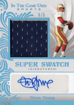 2022 Leaf In The Game Used Sports - Super Swatch Signatures Platinum Blue #SSS-SY1 Steve Young Front