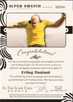 2022 Leaf In The Game Used Sports - Super Swatch Signatures Gold #SSS-EH1 Erling Haaland Back