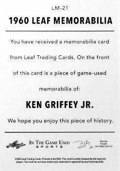 2022 Leaf In The Game Used Sports - 1960 Leaf Relics Silver #LM-21 Ken Griffey Jr. Back