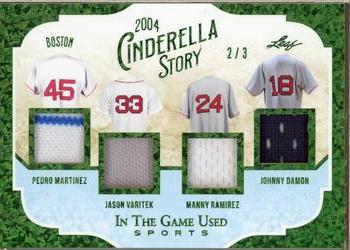 2022 Leaf In The Game Used Sports - Cinderella Story Relics Emerald #CS-06 Pedro Martinez / Jason Varitek / Manny Ramirez / Johnny Damon Front