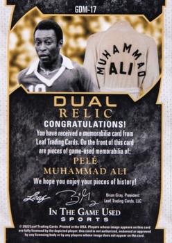 2022 Leaf In The Game Used Sports - Game Used Dual Memorabilia Pattern Silver #GDM-17 Pelé / Muhammad Ali Back