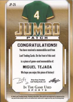 2022 Leaf In The Game Used Sports - Jumbo Patch Red #JP-25 Miguel Tejada Back