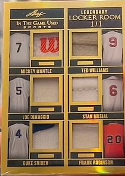 2022 Leaf In The Game Used Sports - Legendary Locker Room Black #LR-10 Mickey Mantle / Ted Williams / Joe DiMaggio / Stan Musial / Duke Snider / Frank Robinson Front