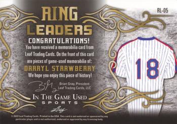 2022 Leaf In The Game Used Sports - Ring Leaders Red #RL-05 Darryl Strawberry Back
