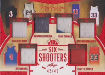 2022 Leaf In The Game Used Sports - Six Shooters Bronze #SS-06 Allen Iverson / Richard Jefferson / Isiah Thomas / Stephon Marbury / Joe Dumars / Scottie Pippen Front
