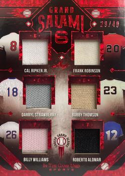 2022 Leaf In The Game Used Sports - The Grand Salami Six Red #GS-09 Cal Ripken Jr. / Frank Robinson / Darryl Strawberry / Bobby Thomson / Billy Williams / Roberto Alomar Front