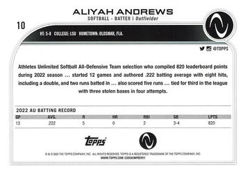 2023 Topps Athletes Unlimited All Sports #10 Aliyah Andrews Back