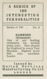 1935 United Services Interesting Personalities #5 Wally Hammond Back