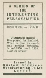 1935 United Services Interesting Personalities #15 Jack O'Connor Back