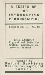 1935 United Services Interesting Personalities #19 Eric Langton Back