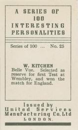 1935 United Services Interesting Personalities #25 W. Kitchen Back