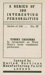 1935 United Services Interesting Personalities #37 Tommy Croombs Back