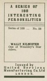 1935 United Services Interesting Personalities #38 Wally Kilmister Back