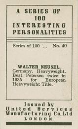 1935 United Services Interesting Personalities #40 Walter Neusel Back