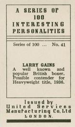 1935 United Services Interesting Personalities #41 Larry Gains Back