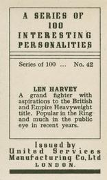 1935 United Services Interesting Personalities #42 Len Harvey Back