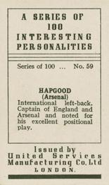 1935 United Services Interesting Personalities #59 Eddie Hapgood Back