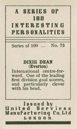 1935 United Services Interesting Personalities #73 Dixie Dean Back