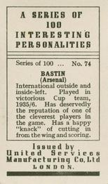 1935 United Services Interesting Personalities #74 Cliff Bastin Back