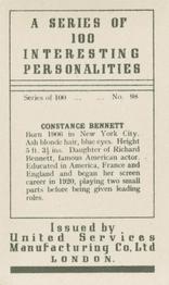 1935 United Services Interesting Personalities #98 Constance Bennett Back