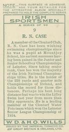 1936 Wills’s Irish Sportsmen #9 R.N. Case Back