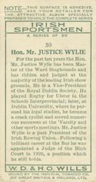 1936 Wills’s Irish Sportsmen #50 Justice Wylie Back
