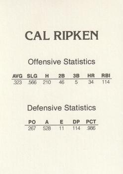 1991 Purple Border White Stars (unlicensed) #NNO Cal Ripken Jr. Back