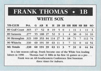 1991 Purple Border White Stars (unlicensed) #NNO Frank Thomas Back