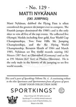 2023 Sportkings Volume 4 #129 Matti Nykänen Back