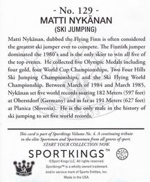 2023 Sportkings Volume 4 - Mini #129 Matti Nykänen Back